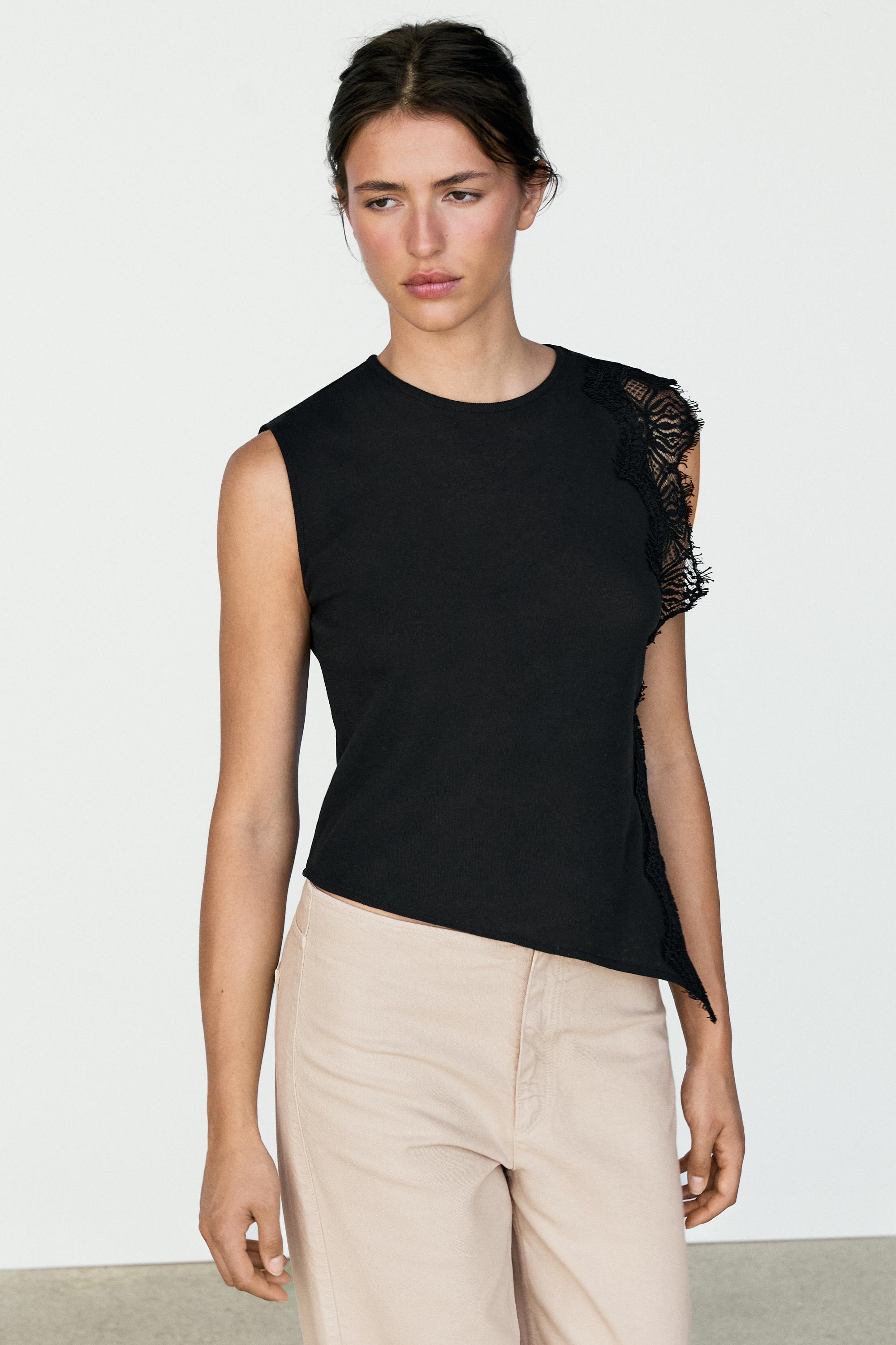 Sleeveless top with lace detail